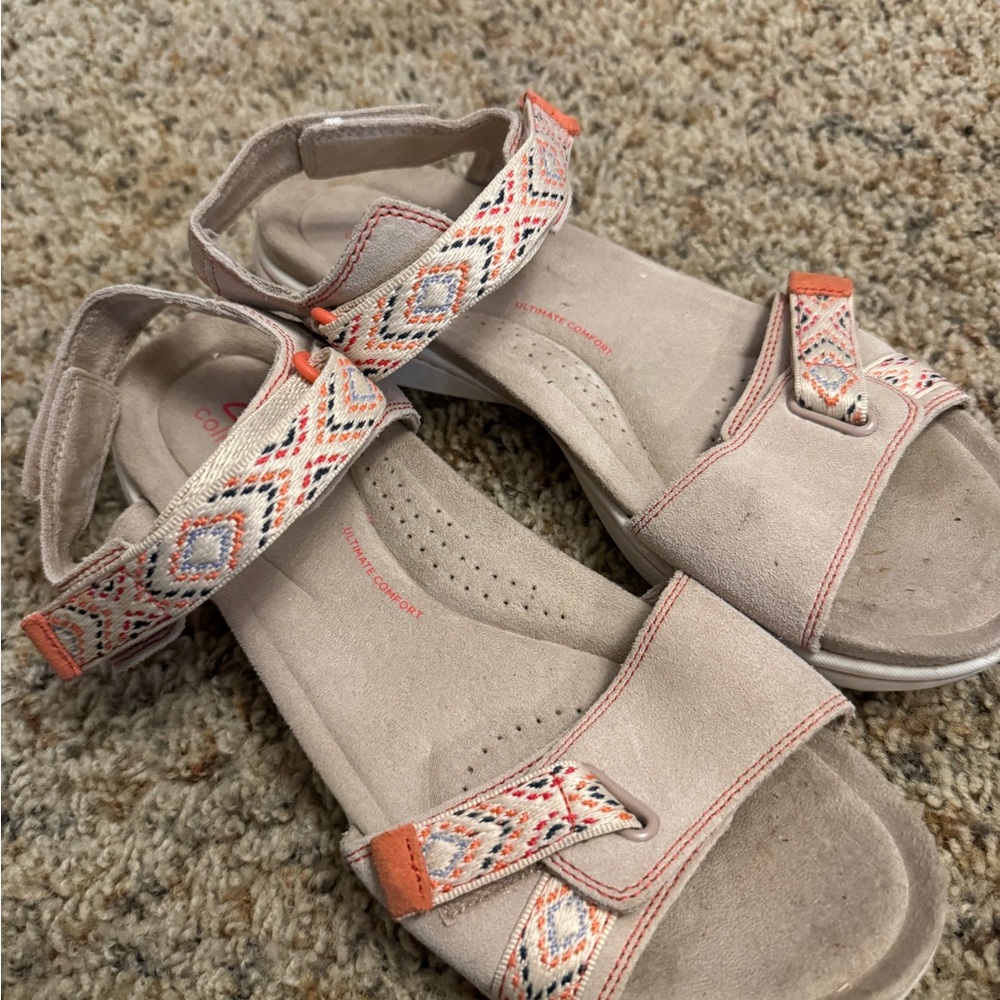 Clarks Women's Sandals - Beige and Orange